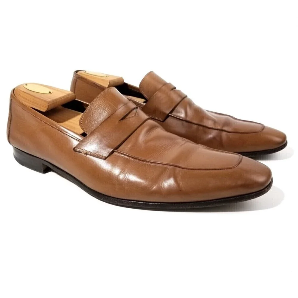 MEZLAN Ginza Calfskin Leather Classic Penny Loafer Dress Shoes Brown Old Money